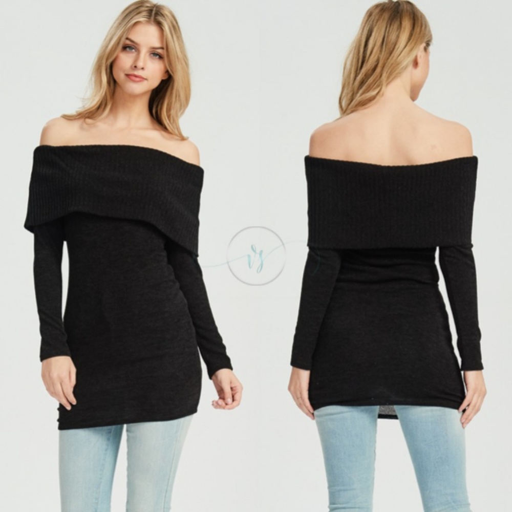 Black Off Shoulder Tunic - Picture 3 of 5